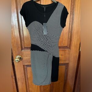BCBG Black and White Striped Dress in Size S